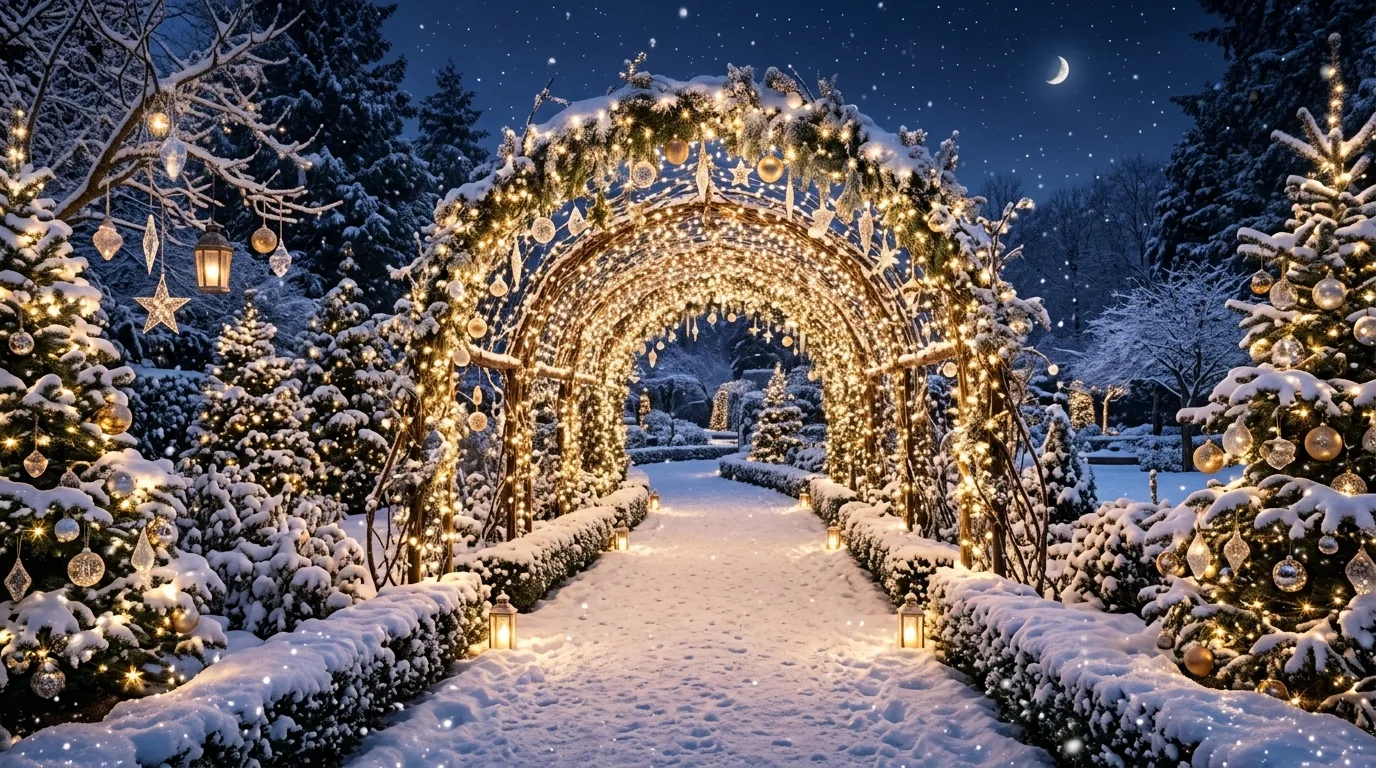 Let winter weather support the Christmas mood inspiration for an outdoor holiday display.